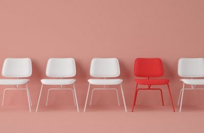 3d illustration row chairs with one with different colour 58466 10284